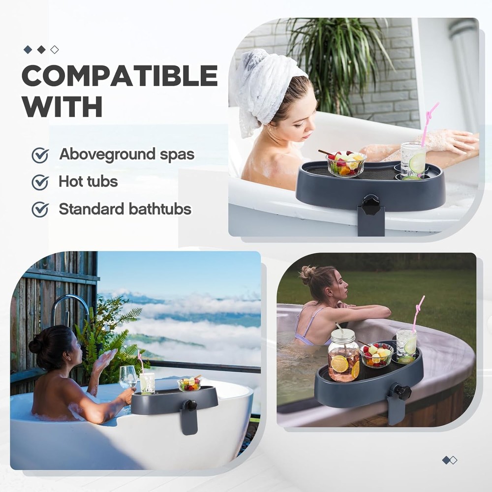 Adjustable Hot Tub Table Tray With Cup Holders