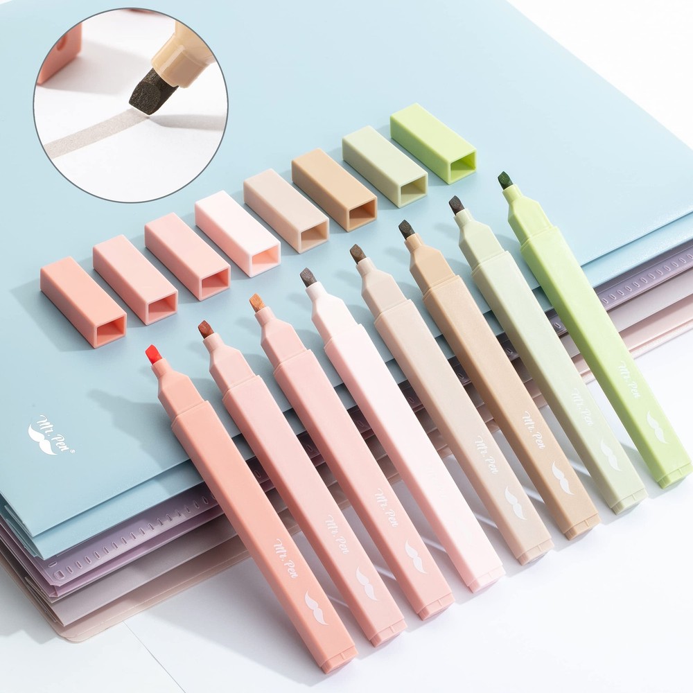 Mr. Pen- Aesthetic Highlighters, 8 pcs, Chisel Tip, Boho 8 Pack, Colors
