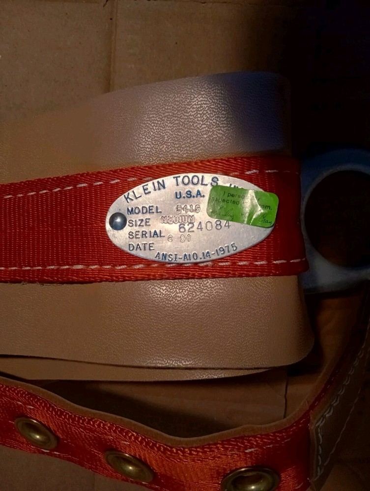NOS KLEIN TOOLS / BUHRKE LINEMAN'S BELT 5419 MEDIUM DATE 6/91