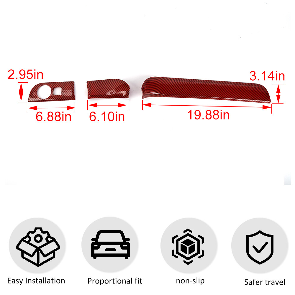 Red Carbon Fiber For Dodge Durango 2014-2020 Front Dash Panel Strips Cover Trim