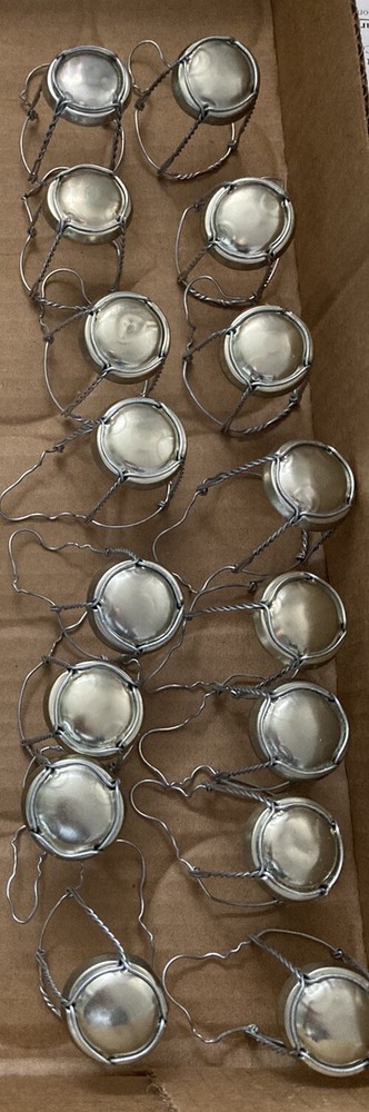 16 Champagne Capsules Wire Cages Caps Crafts Silver Tone