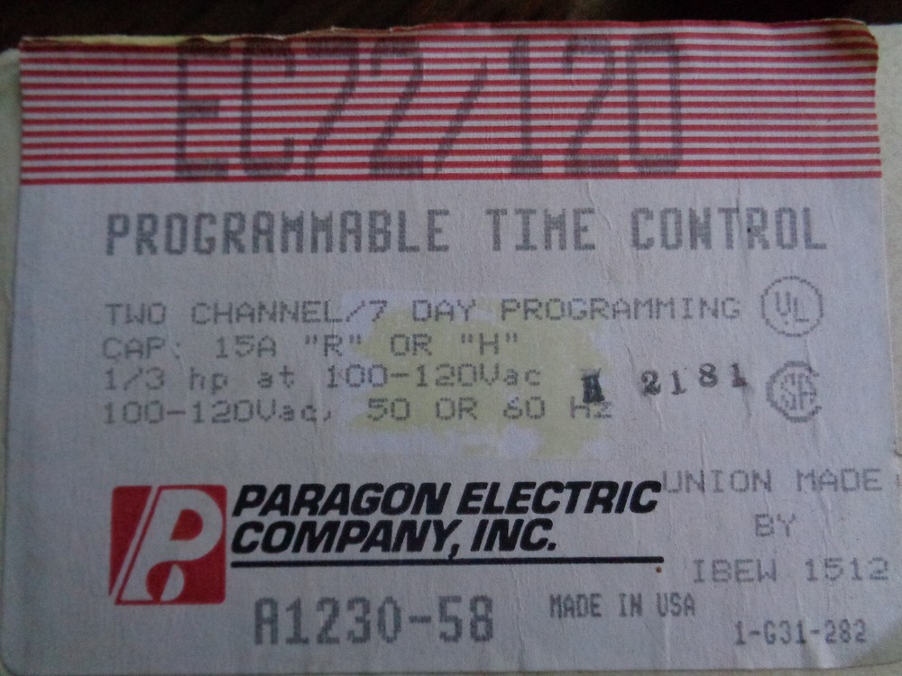 New Paragon EL72/120 Two Channel Electronic Programmable Time Control 7 day