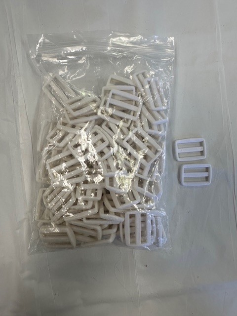 100 Pack 1 Inch Tri-Glide Slide Buckles Webbing Strap Fastener Bright White