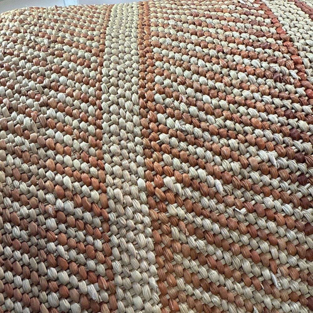 Patterned Woven Basket 12" Organic, Rustic Organizing -Auburn Stripe Iringa