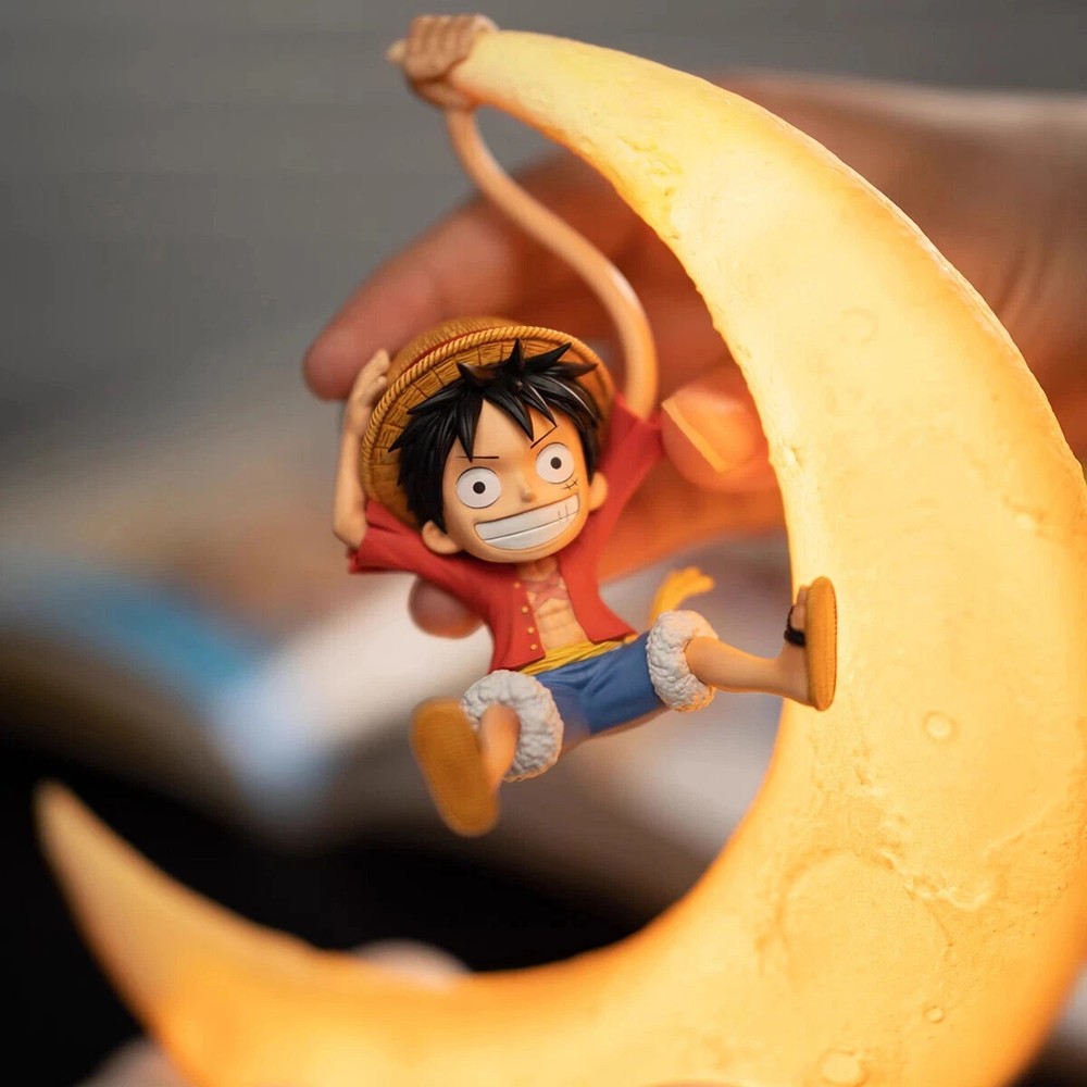 One Piece Monkey D Luffy LED Night Light Crescent Moon Lamp USB Rechargeable