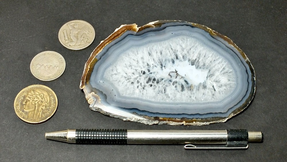 Agate (quartz) geode section from Brazil - cut and polished, on both sides