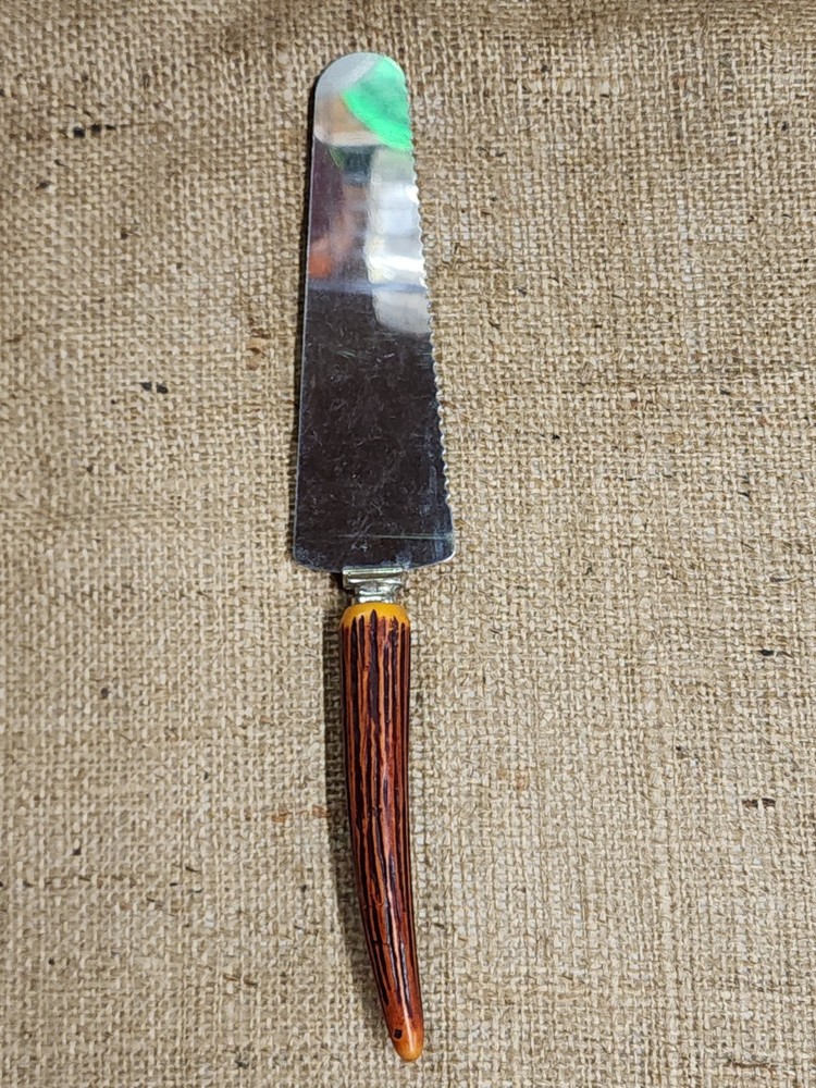 Electro-Way Cake Server - Stainless Steel Serrated Cake Knife with Stag Handle