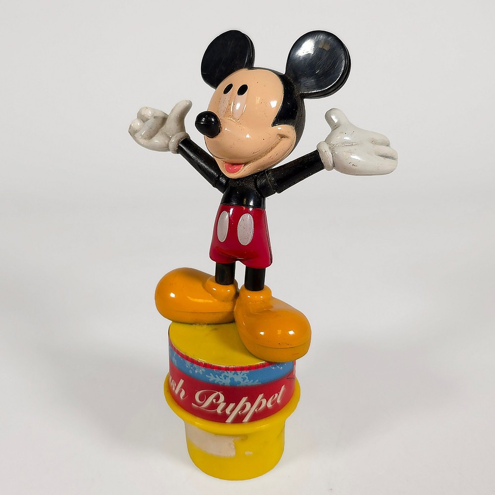 2000 Disney Mickey Mouse Push down toy Puppet plastic 5.25” flix