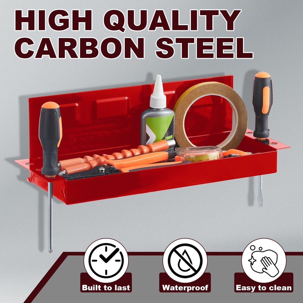 12" Magnetic Tool Box Tray Organizer with Screwdriver & Can Holders - 2 Pack
