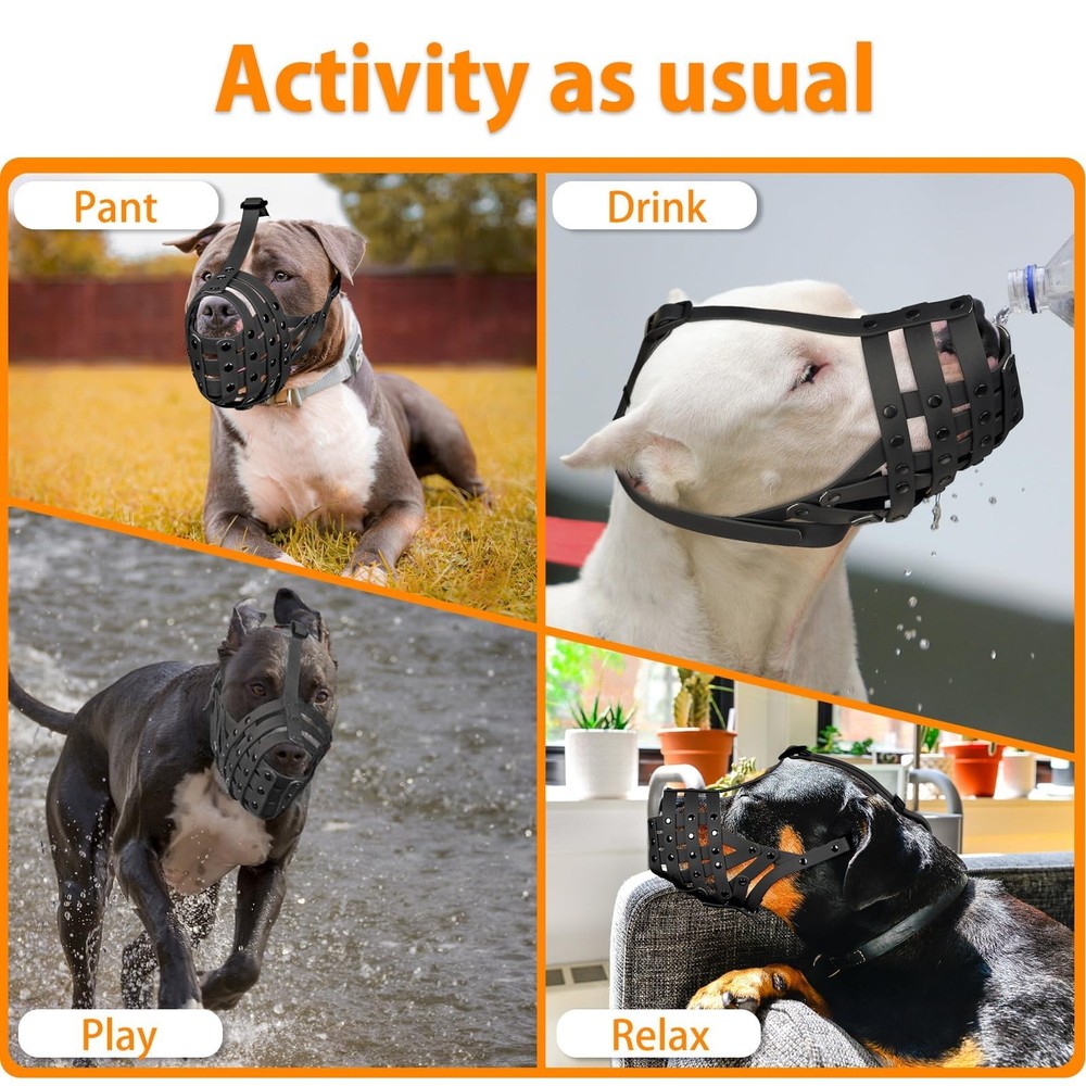Pitbull Muzzle for Large Medium Sized Dogs to Prevent Biting Scavenging, Bask...