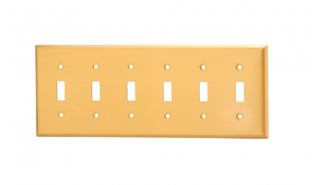 Switch Plate Brushed Solid Brass Six Toggle | Renovator's Supply
