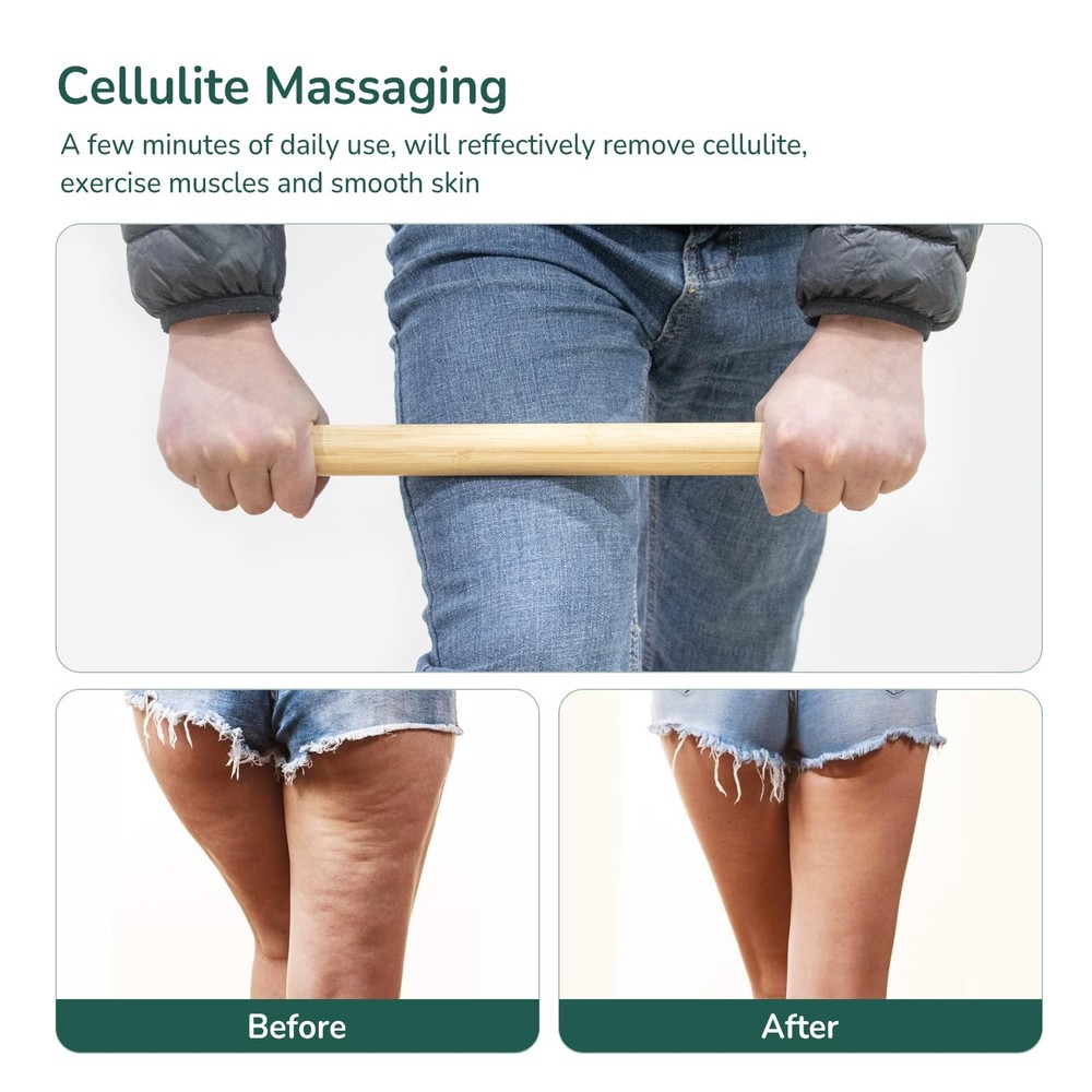 Goodtar Bamboo Massage Stick - Body Shaping Roller, Guasha Tool for...