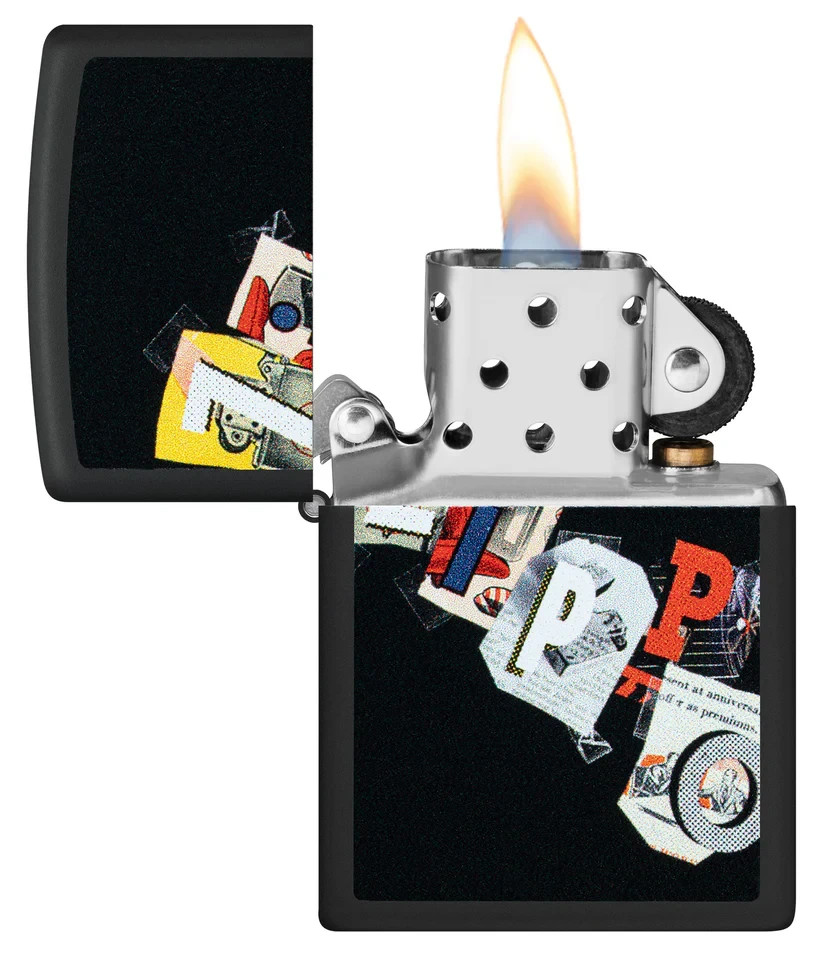 Zippo Cut and Paste Design Black Matte Color Image 46597