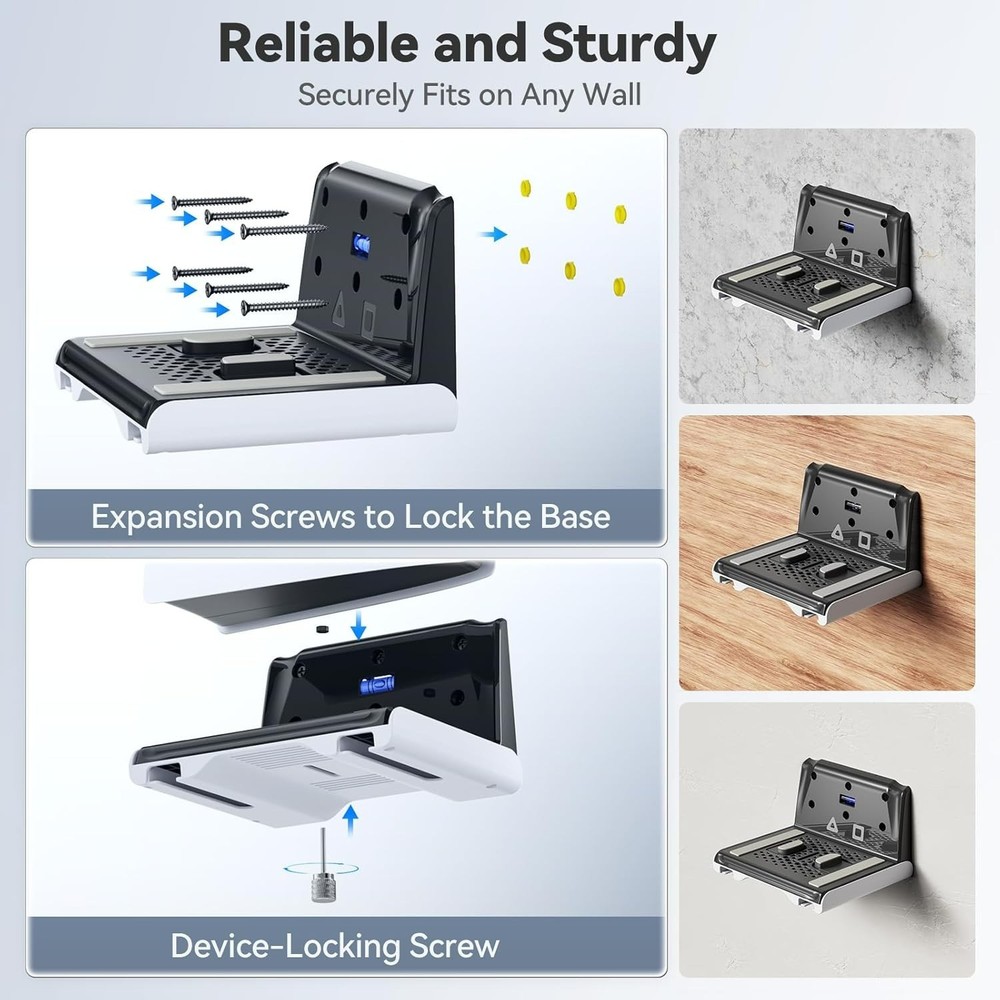 P5 Wall Mount Kit with Controller Holder Compatible with P5/Slim/Pro Disc & D...