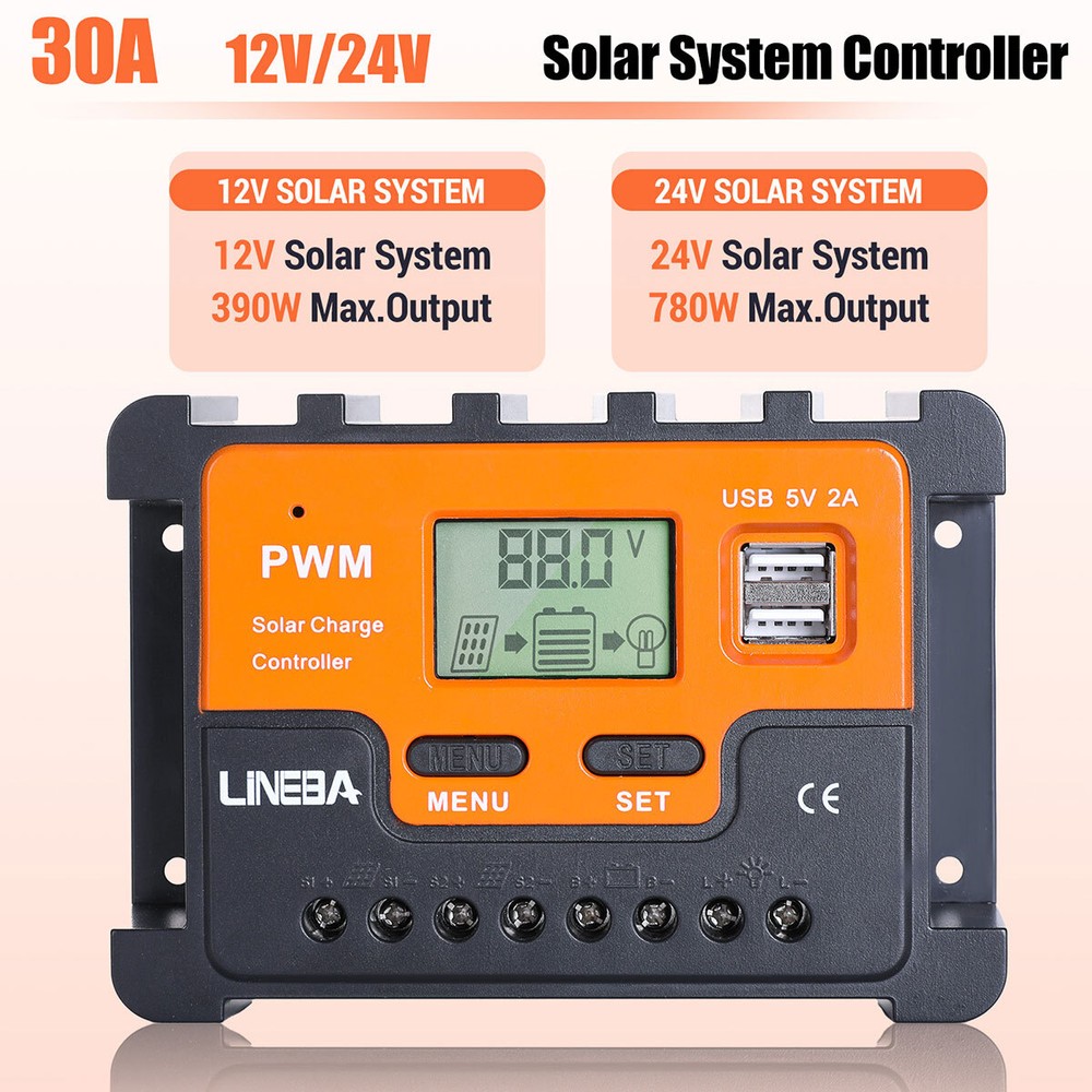 100W Watt Mono Solar Panel Controller 12V Charging RV Camping Home Off-Grid Boat