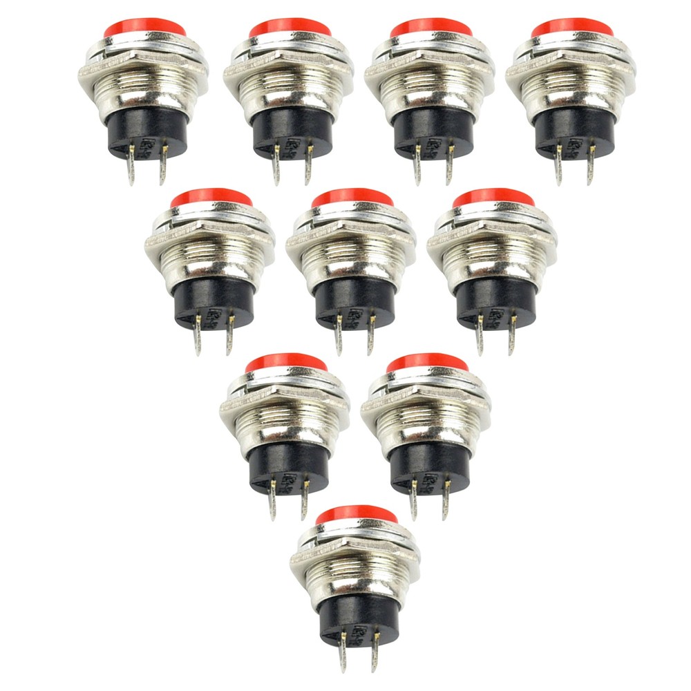 10* Small Self-Reset Round Button Head Power Switch Circle Kill Button Switch L