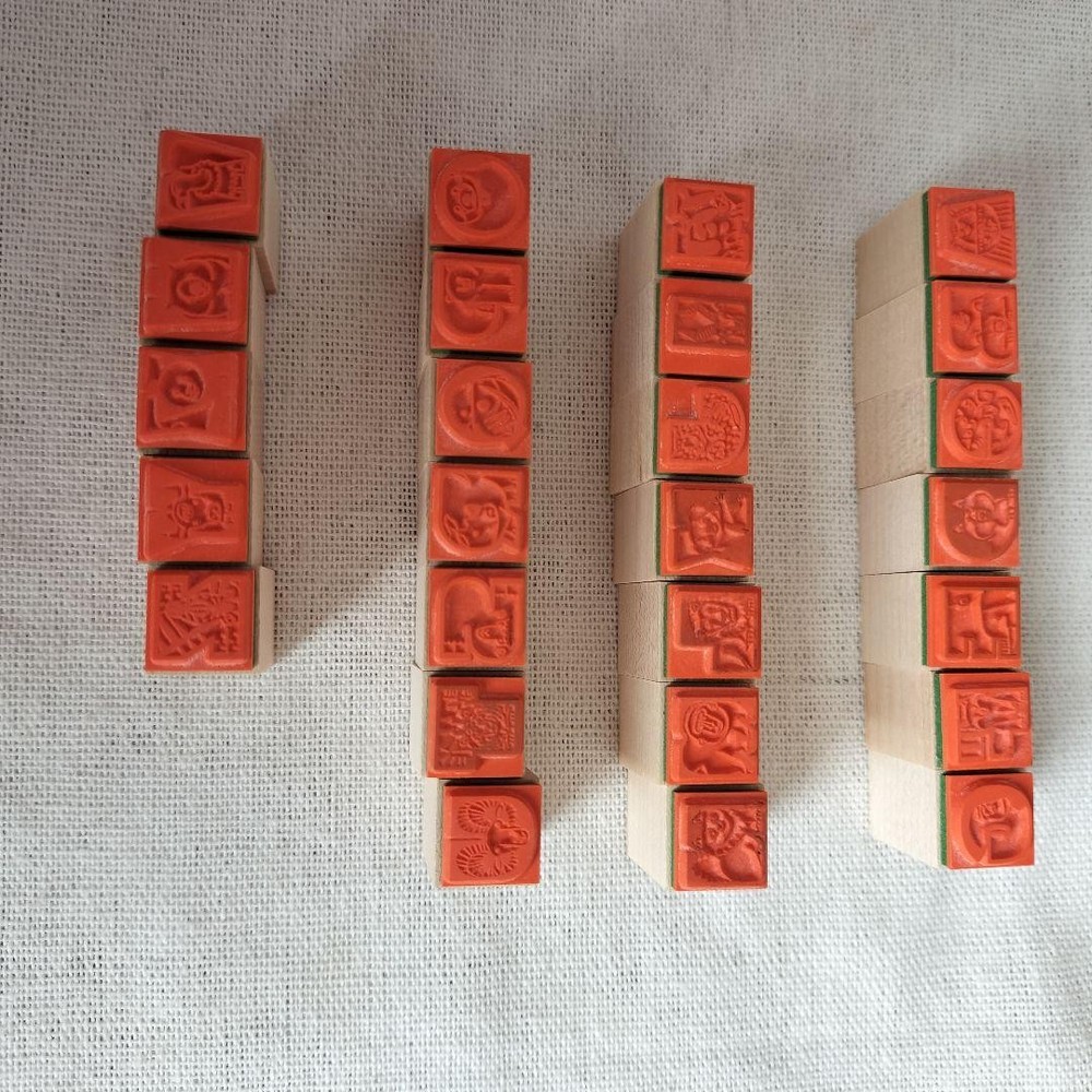 wooden stamp set alphabet ayaco stamp notebook #c5eec4