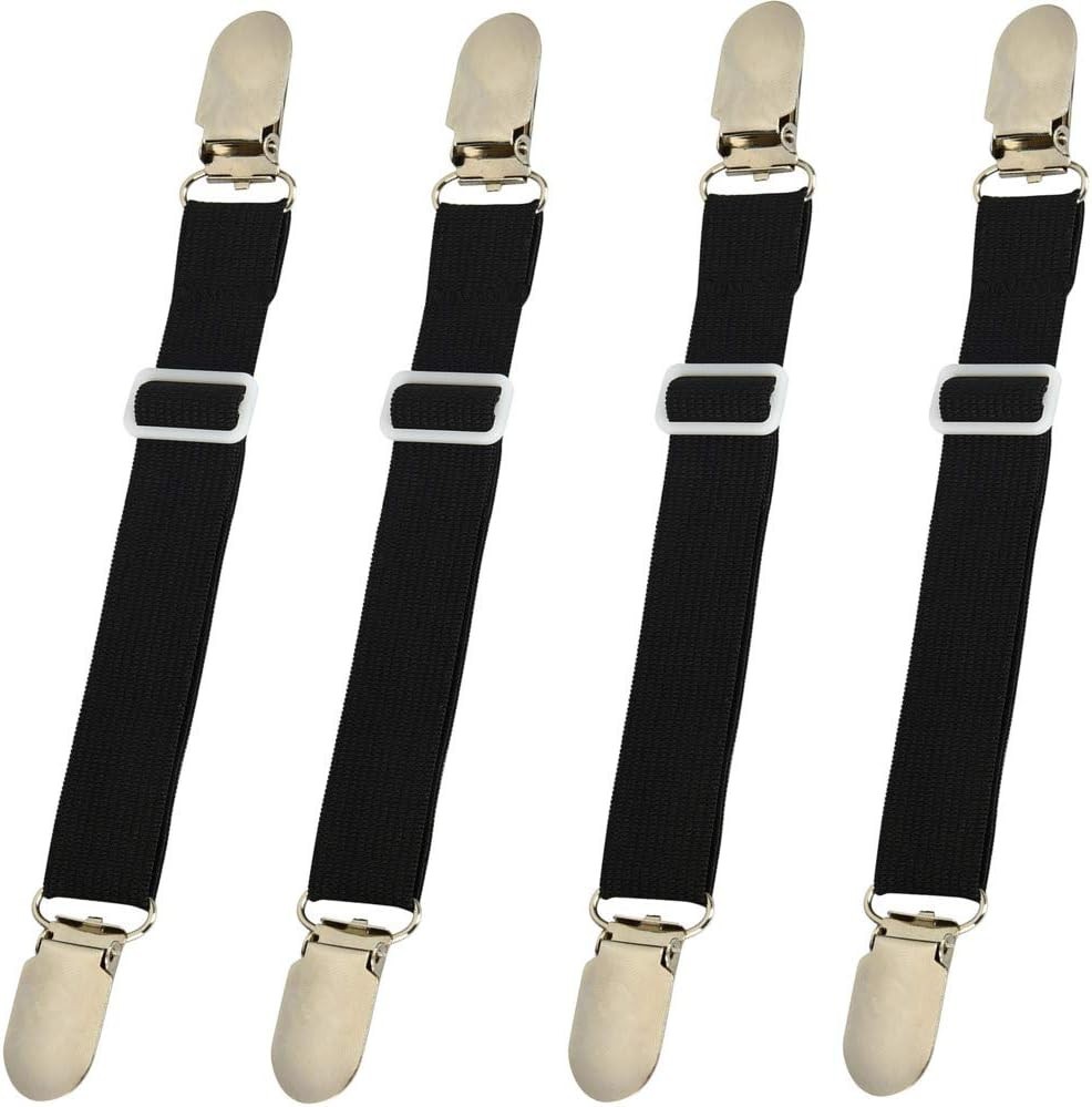 Set of 4 Adjustable Elastic Bed Sheet Straps - Secure, Durable Holding Solution