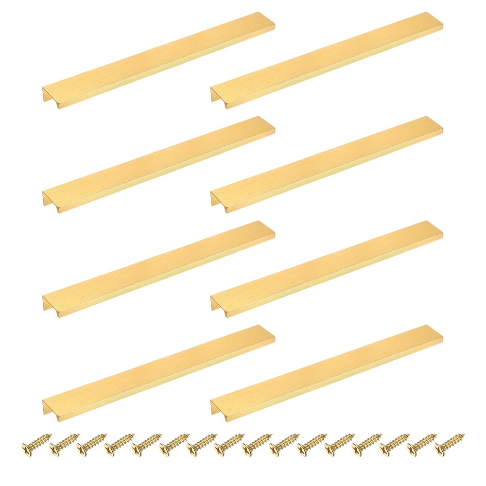Cabinet Edge Finger Pull, 8pcs 250mm / 9.84" Hidden Cabinet Pulls, Gold