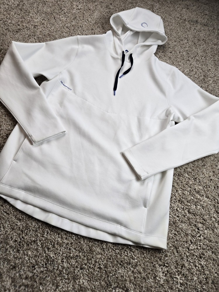 Zero Restriction Golf Hoodie Mens Small White Pullover Fleece Sweatshirt