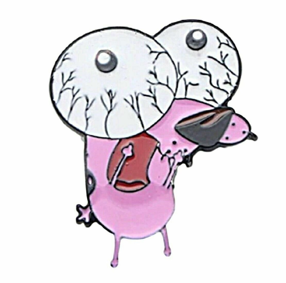 Courage The Cowardly Dog Scared Enamel Metal Pin