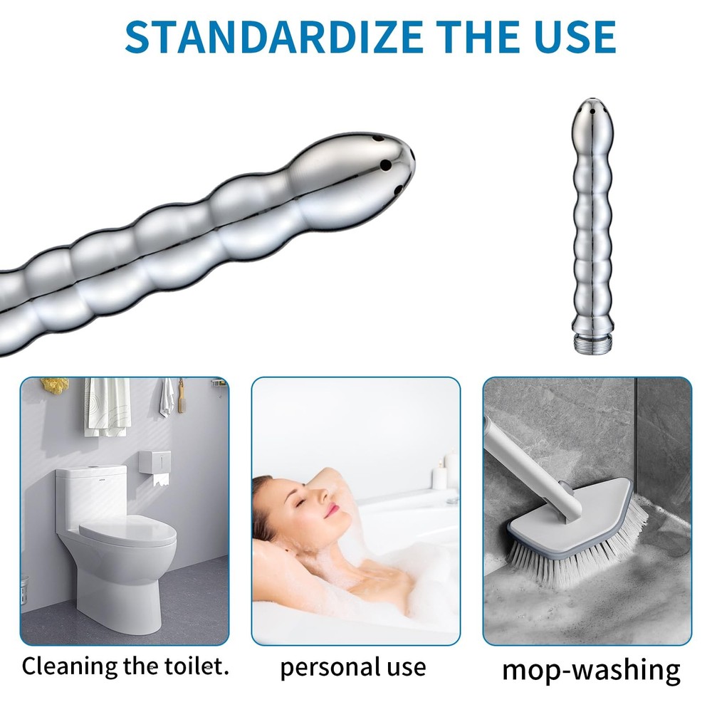 Shower Douche Kit, Deep Cleaning System - Regulator & 59in Hose, Silver