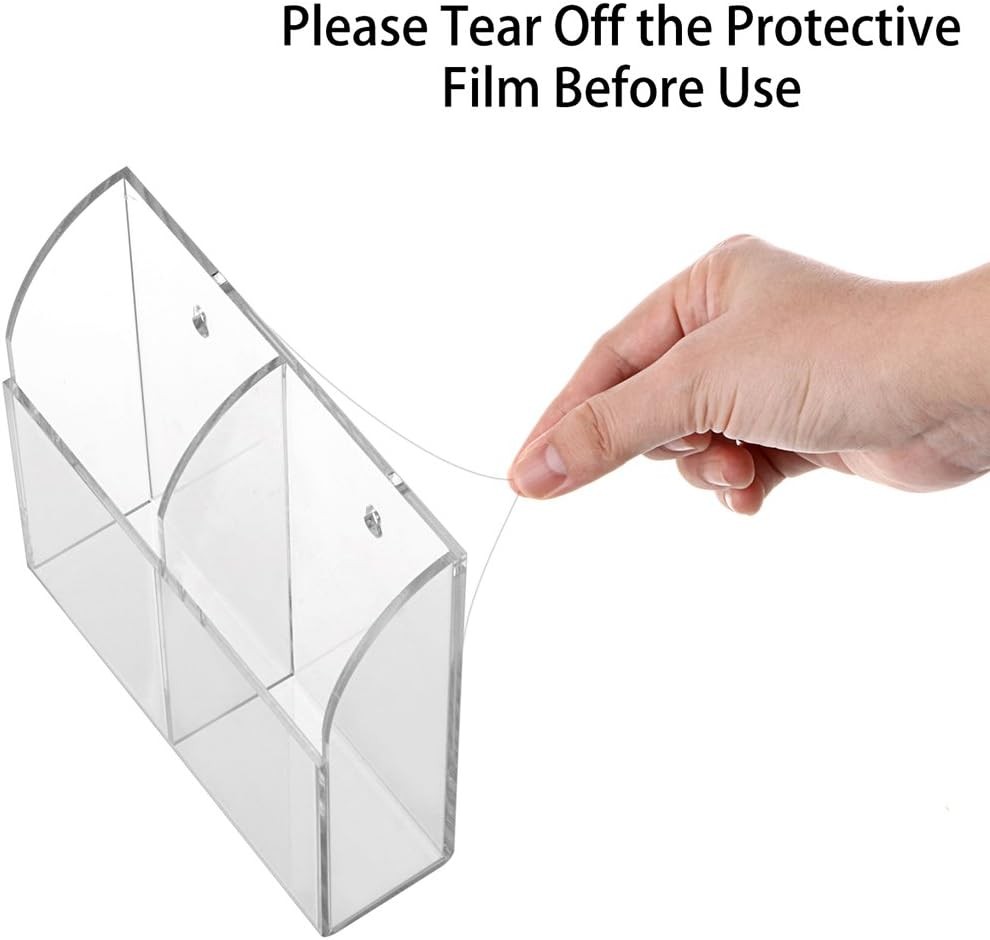 Hipiwe Wall Mount Remote Control Holder Clear Acrylic Media Medium,