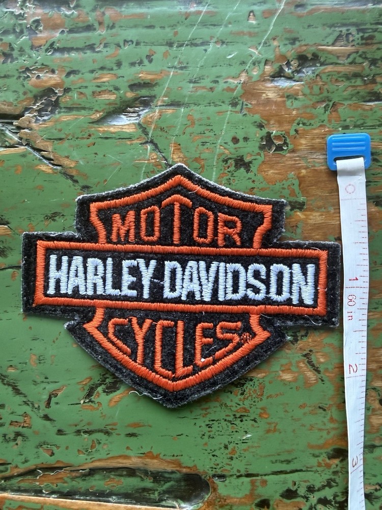 Harley-Davidson HD Bar & Shield Patch Iron On Orange Black Embroidered