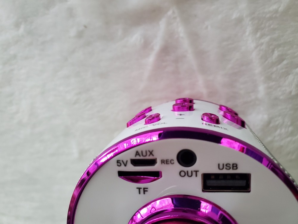 Pink Karaoke Microphone Wireless And Bluetooth With LED Lightning