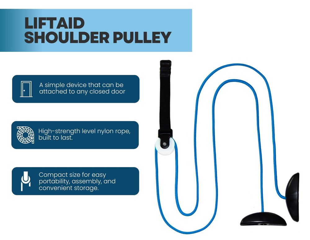 LiftAid Shoulder Pulley for Physical Therapy with Exercise Guide - Blue