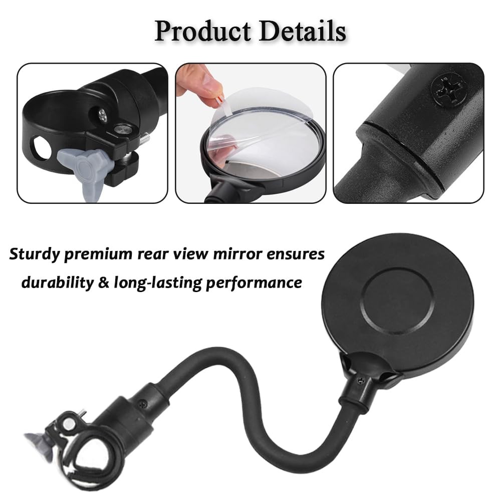360° Rotating Rear View Mirrors for Electric Scooters - Wide Angle Vision
