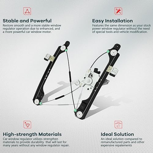 Power Window Regulator w/Motor Front Left Driver Side fits 2010-2015 for