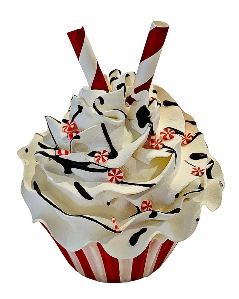 DEZICAKES Fake Cupcake  Christmas Peppermint Cupcake