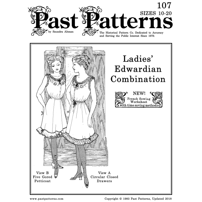 Past Patterns 0107 - Edwardian Era Combination Sewing Patterns bust sizes 33-41
