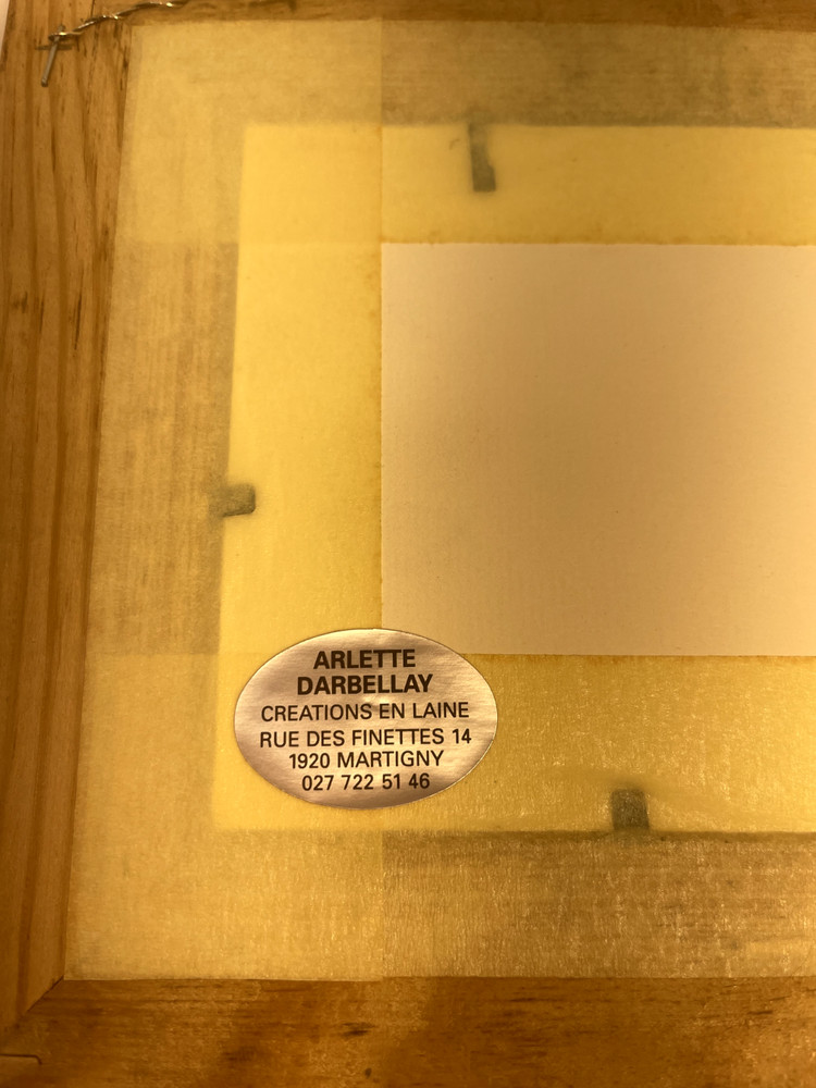 Wool Creation Artwork Arlette Darbellay Signed Wood Frame Martigny Switzerland