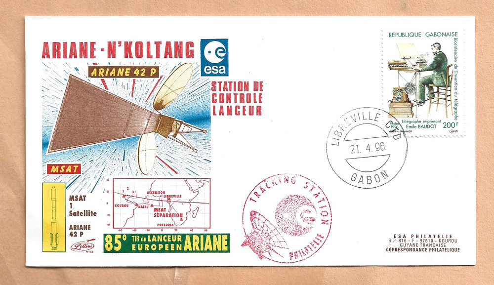 ARIANE 42P MSAT LAUNCH 1996 GABON   LOLLINI NICE SPACE  NASA
