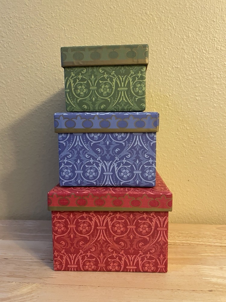 Set of 3 Nesting Boxes Rectangle Red Blue Green