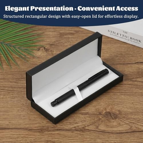 PU Leather Pen Box Single Case, Rectangle Pen Display Organizer Pens Gift Box