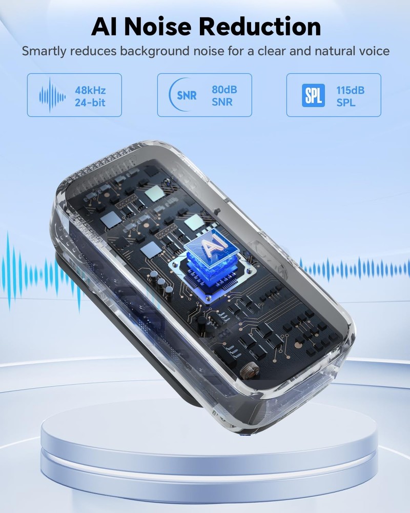 Wireless Lavalier Microphone for iPhone/Android Phone/Laptop/PC, Mini Lapel M...