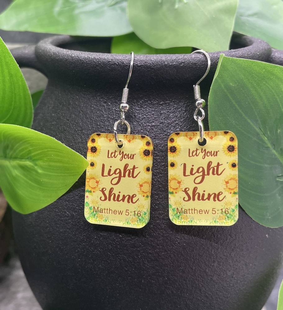 1.75” Silver-tone Scripture Floral Dangle Earring Set  New Free Ship B7615-B7619