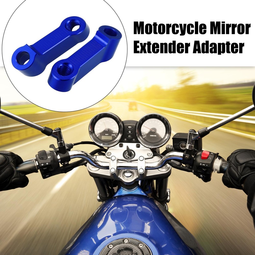 1 pair motorcycle 10mm 8mm mirror support elevator extender adapter blue