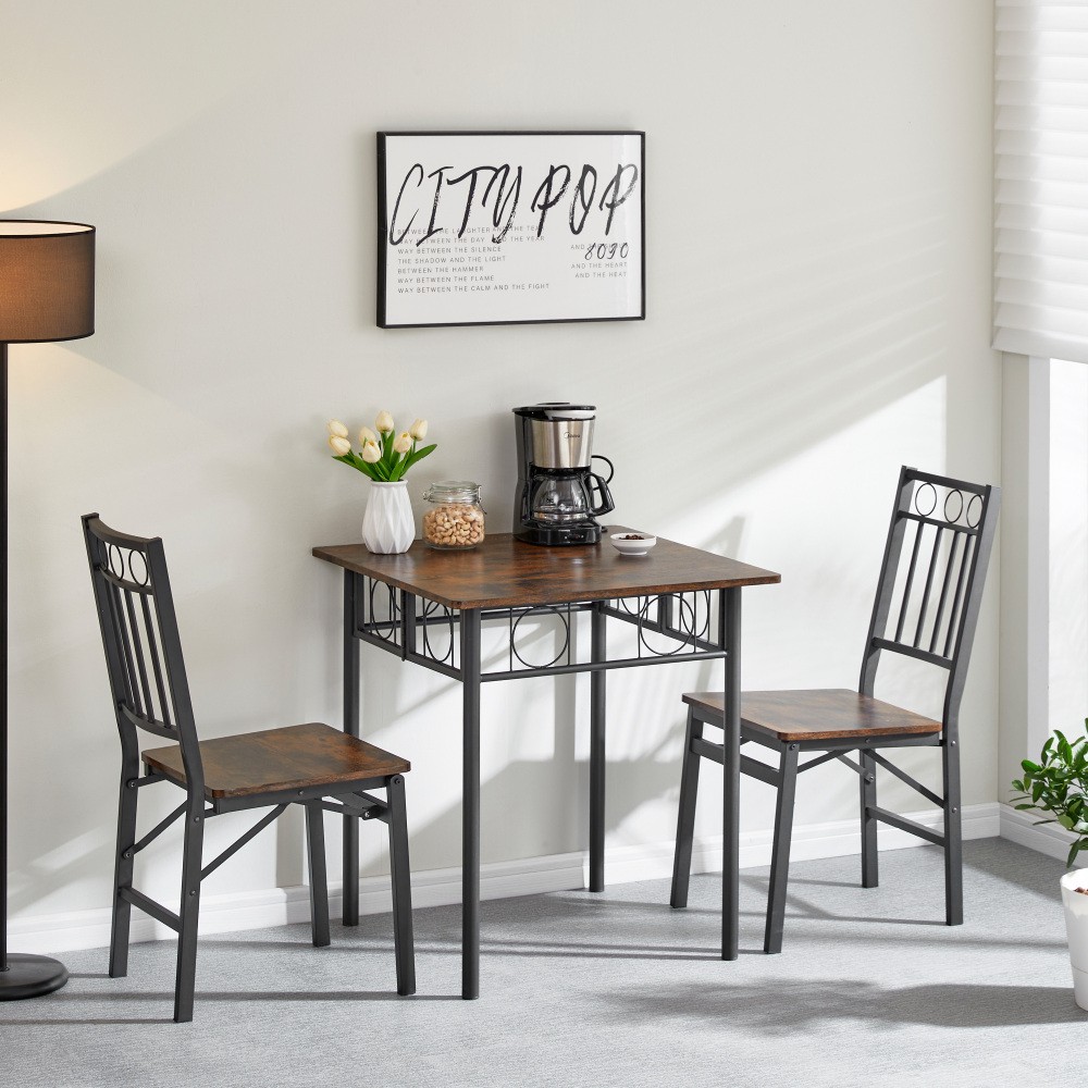 Antique Square Dining Table Metal Wood Kitchen Table Sturdy Scratch Resistant