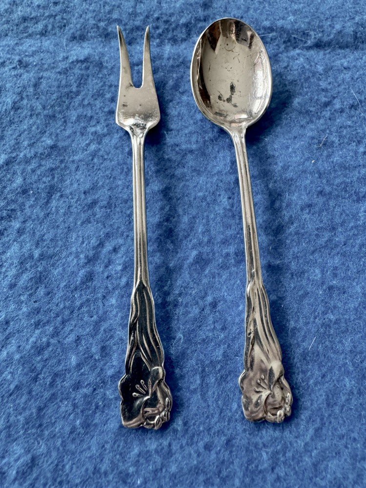 Vintage  PRIMANS Hors d'Oeuvres Flatware Spoon & Fork Swedish Silverplate