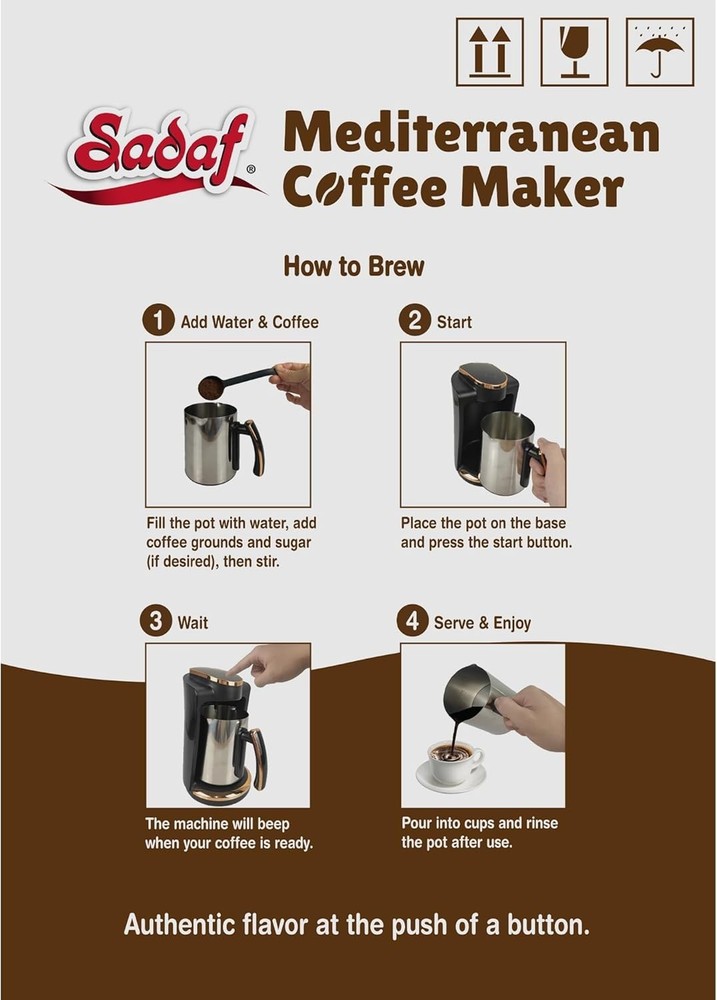 One-Touch Mediterranean Coffee Maker - Automatic Turkish & Greek Machine 250ml