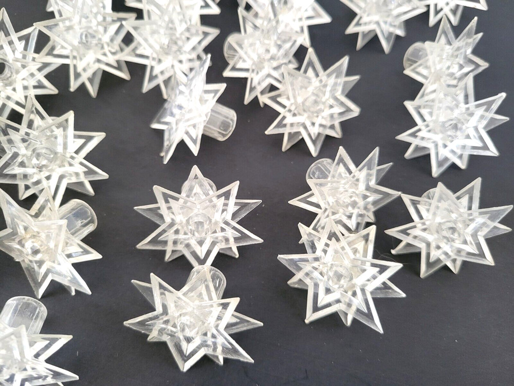 43 Vintage Clear Plastic Atomic Double Star Christmas Light Covers
