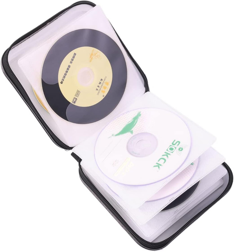 32 Disc CD DVD Case Holder Storage Wallet Travel Organizer Hard Shell Silver