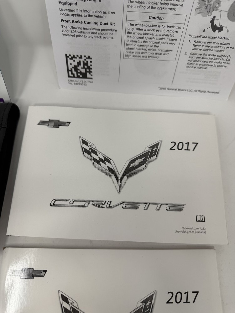 2017 Chevrolet Corvette Owners Manual OEM Set