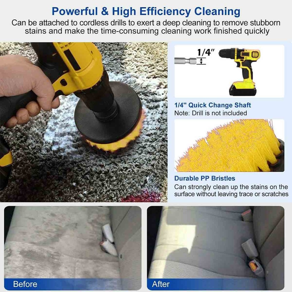 Drill Brushes Set, Electric Spin Scrubber with 3 Replaceable Drill Brush Heads