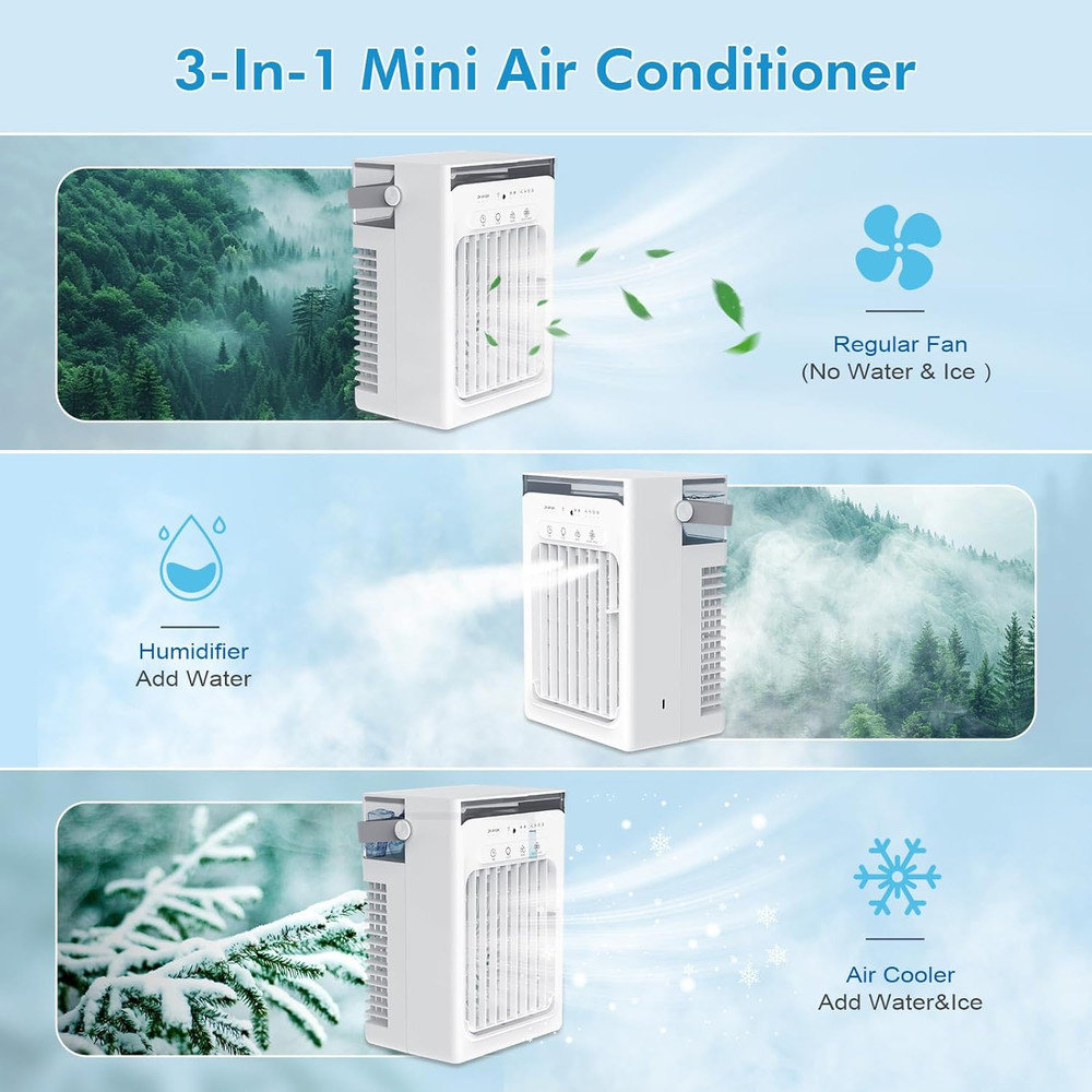 Portable Air Conditioners, 4-Speed Mini Air Conditioner, 3-In-1 Personal Cooling