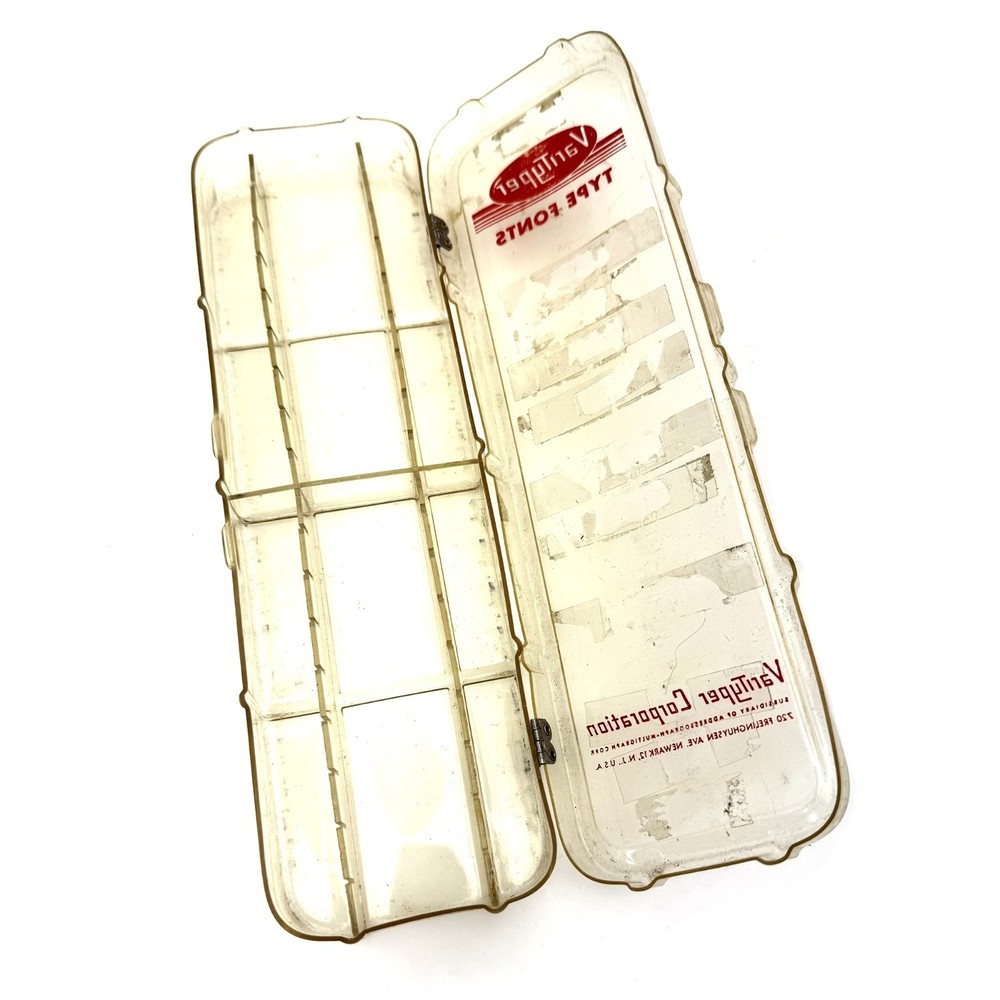 Two (2) Varityper Shuttle Cases Typewriter Print Element Holder Plastic Carrying